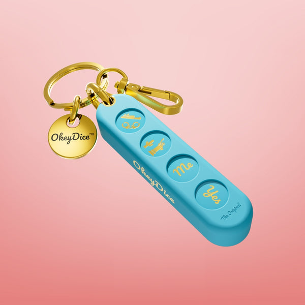 Porte-clé décisionnel OkeyDice Classic Aqua Blue