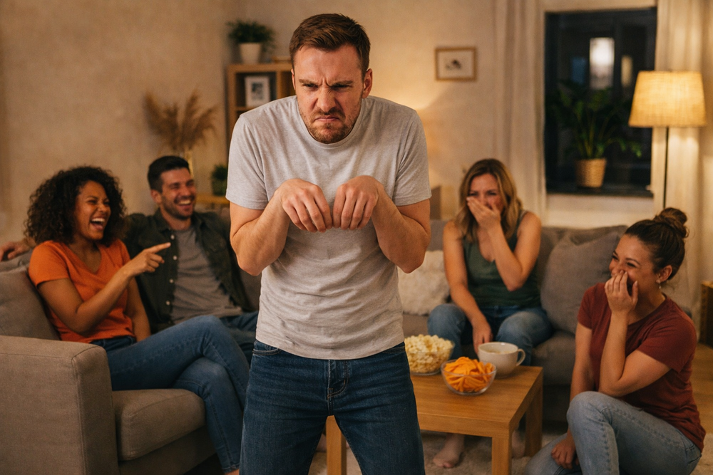 Illustration d’une partie de mime entre amis autour d’une table